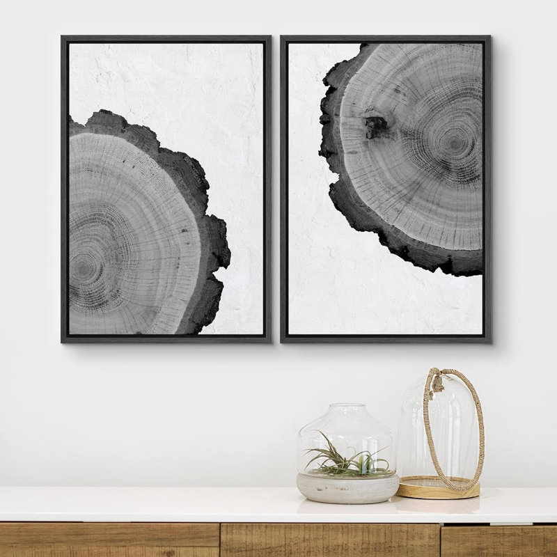 «Fleurs botaniques noires et blanches, minimaliste minimaliste», 2 pièces, Noir, H 24 po x l 16 po