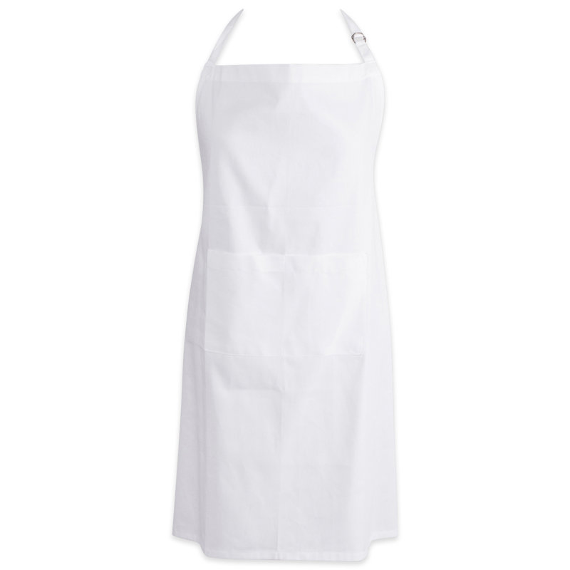 Solid Color Cotton Bib Apron, White