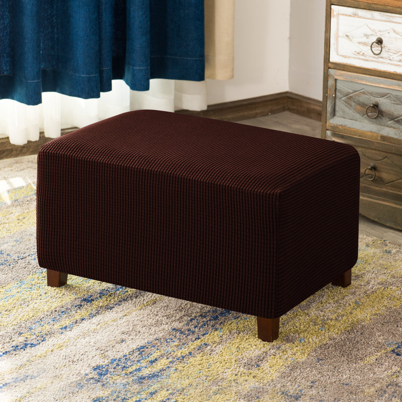 Box Cushion Ottoman Slipcover, Chocolate