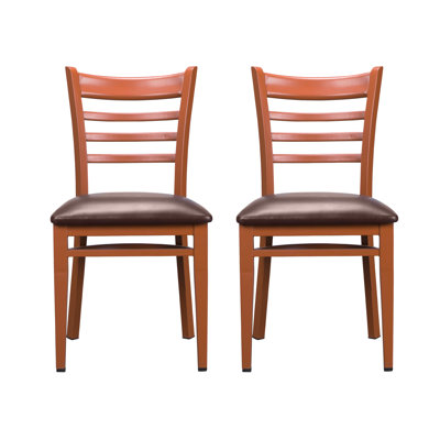 Gensingh Ladder Back Side Metal Chair with Faux Leather