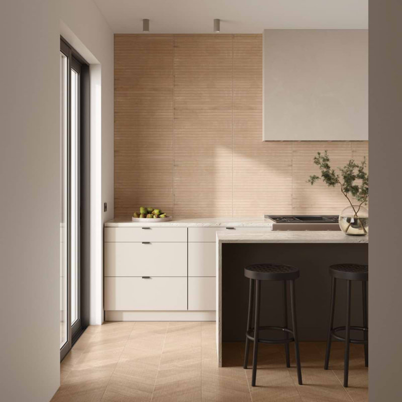 Kenridge 24x48 Fluted Matte Wood Look Porcelain Tile, Brown
