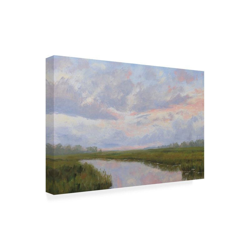 Art mural sur toile tendue - art mural «Misty Marsh Creek» de Carson Overs chercher pour le salon, la chambre à coucher ou le bureau - 22 x 32