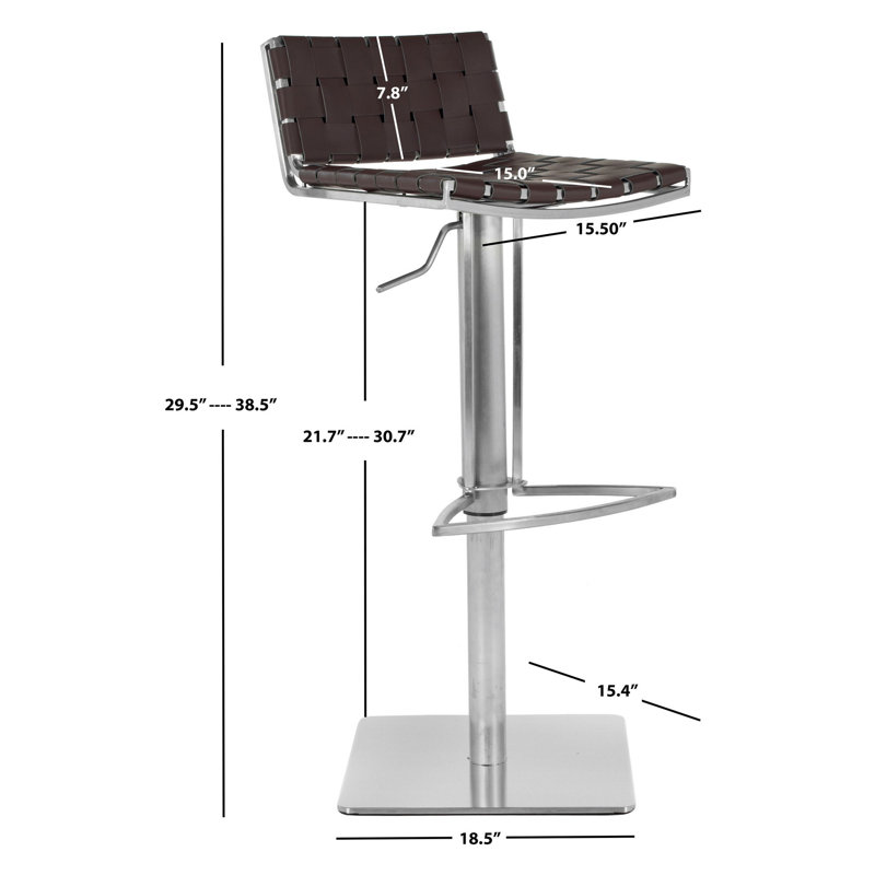 Barber Swivel Upholstered Adjustable Height Counter Stool with Stainless Steel Frame, Brown