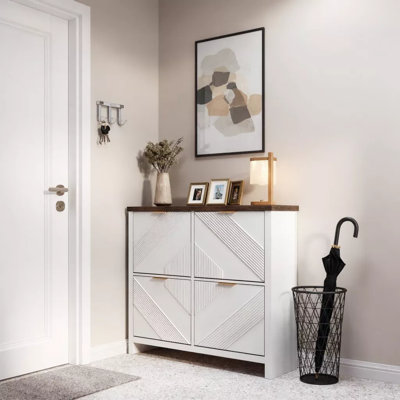 Armoire à chaussures à tiroirs avec quatre compartiments pour 16 à 24 paires