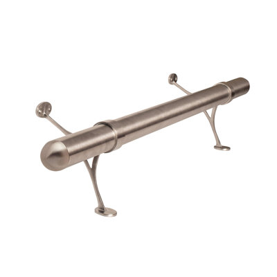 Outwater 4’ Bar Foot Rail Kit – Complete Undercounter Mount Hardware And Tubing, Dome End Cap Satin Stainless Steel Finish
