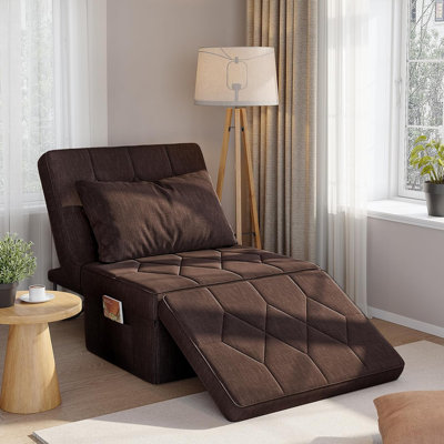Canapé-lit 70 po x 34 po avec dossier réglable à 5 niveaux, repose-pieds pliant 4 en 1 pour petits espaces, canapé futon moderne pour salon ou appartement, brun foncé