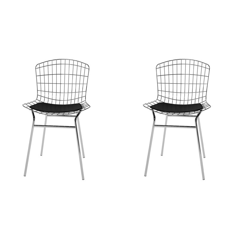Chaise d'appoint en métal Brendale, Noir, Argent, 2