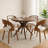 47.2-inch Round Wooden Dining Table with 4 Upholstered Chairs Set (Seats 4-6), Mid-Century Style Dining Table, Base-Style Dining Table Set Suitable for Kitchens and Dining Rooms-1921281762-1921281791