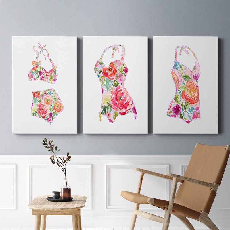 Ensemble de reproduction de peinture sur toile tendue tropicale I - 3 pièces, H 48 po x l 96 po x P 1 po