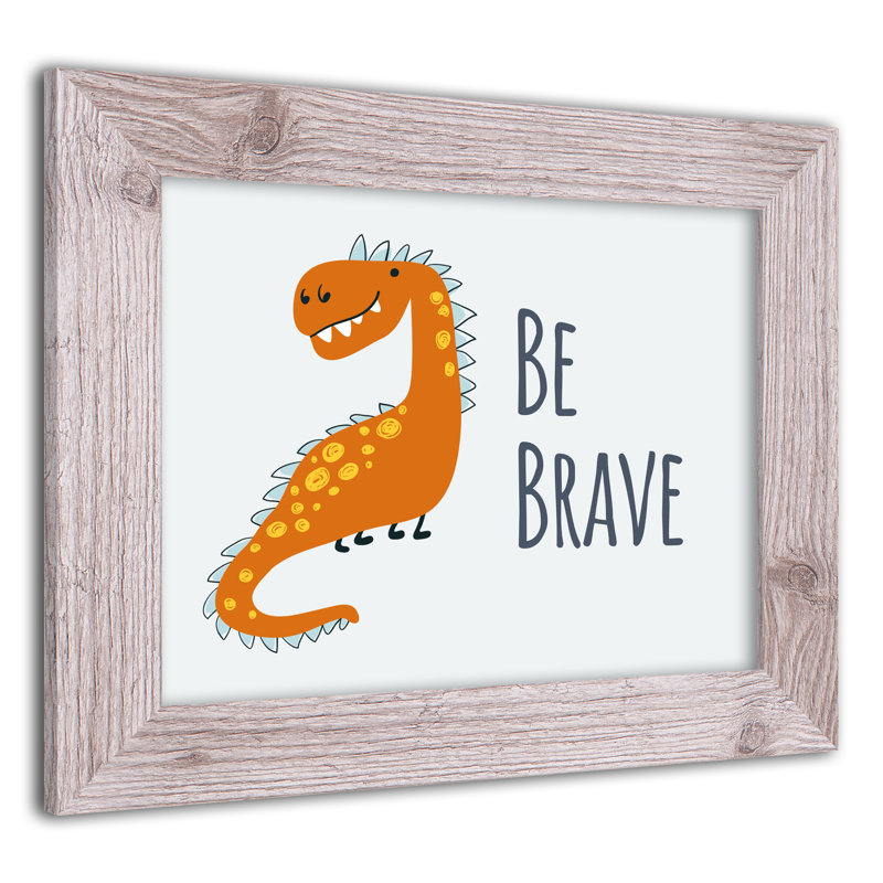 «Dino Be Brave», art encadré, H 14 po x l 11 po x P 0,75 po, Cadre blanc