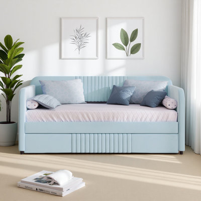 Twin Size Upholstered Daybed With Trundle, Corner Bed Frame