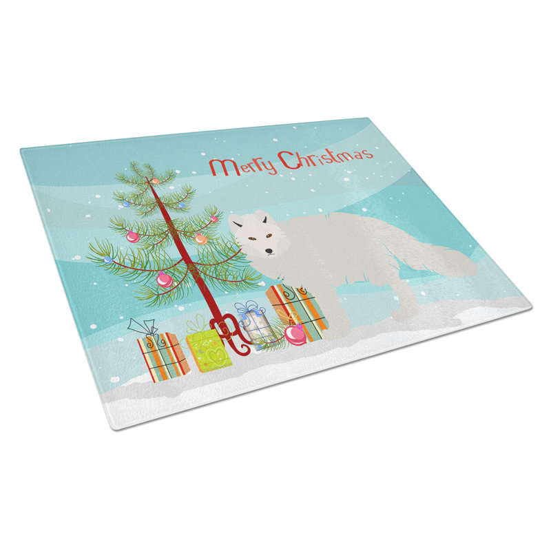 Caroline's Treasures Tempered Glass Arctic Fox Christmas Cutting Board