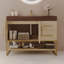 Meuble-lavabo autoportant moderne avec lavabo en céramique sans soudure et décor doré-1256375991