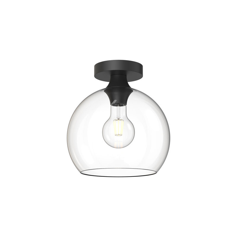 Plafonnier encastré 1 lumière 9,875 po Castilla, Noir mat, Transparent