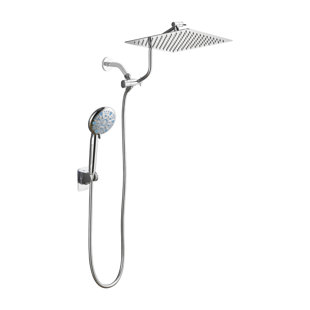Adjustable 12" High Pressure Dual Shower Head with 9-Spray Handheld Shower