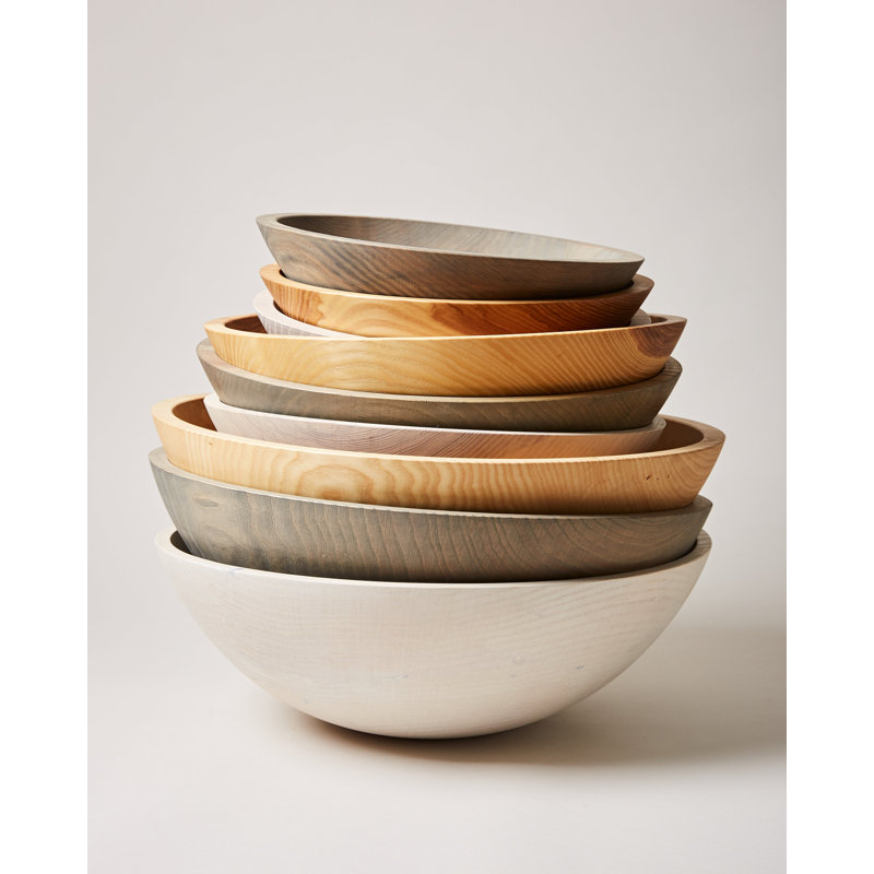 Wood Salad Bowl, Gray, 15"
