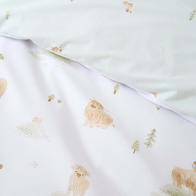 Mini Moo Cow Reversible Cotton Duvet Cover Set, Single Duvet Cover + 1 Pillowcase