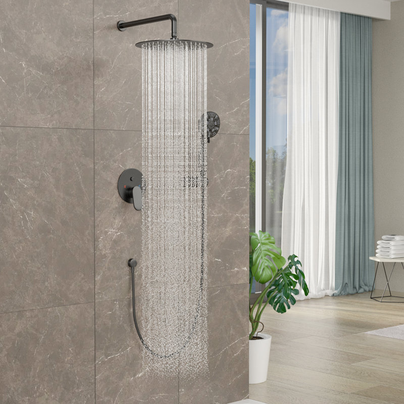 Complete Shower System with Rough in-Valve, Matte Black