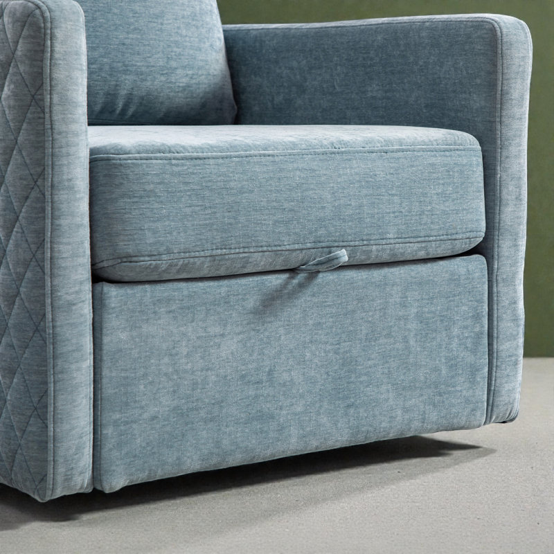 Fauteuil pivotant rembourré avec rangement 29,5 po, Bleu