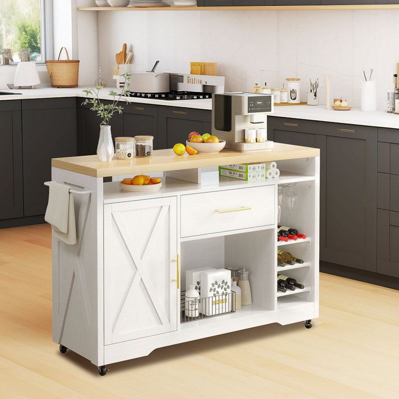 Chariot pour îlot de cuisine avec prises de courant l 47,2 po Cottrill