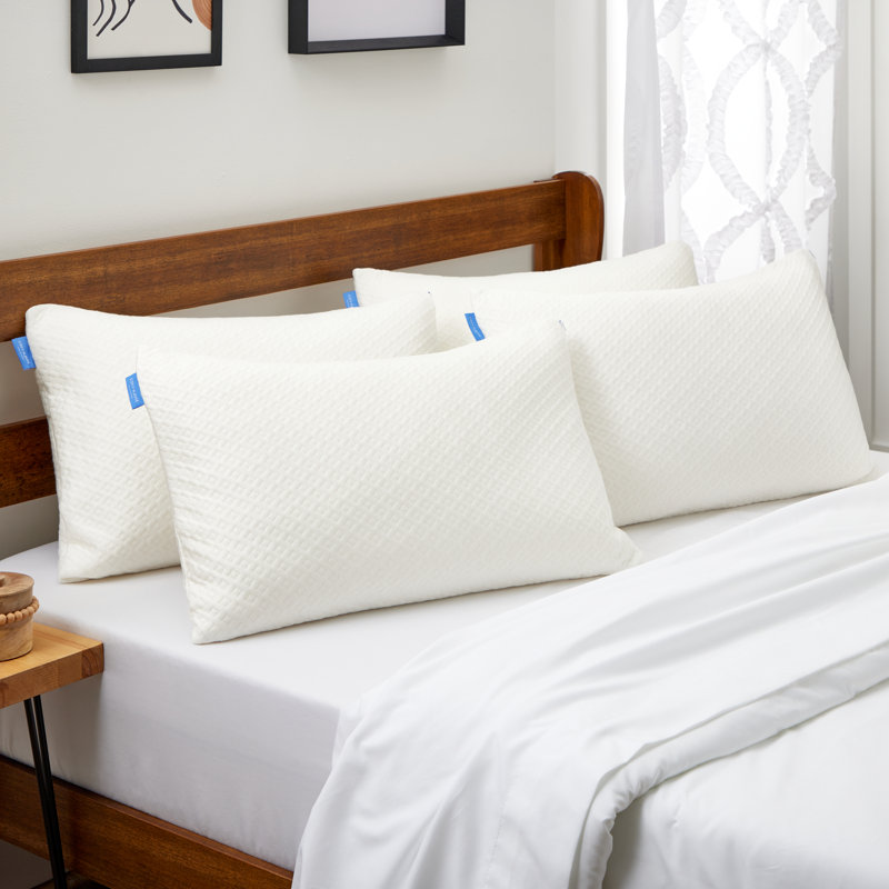 King Size White Bamboo Shredded Memory Foam Bed Pillow