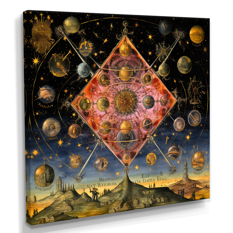 Alchimie signe univers - pierre spirituelle, décoration murale, Toile tendue, H 16 po x l 16 po x P 1 po