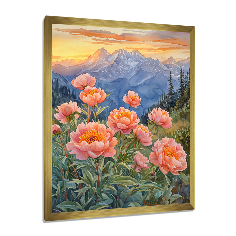 Bories - Art mural sur toile florale, H 20 po x l 12 po, Reproduction encadrée d'une seule photo, Doré