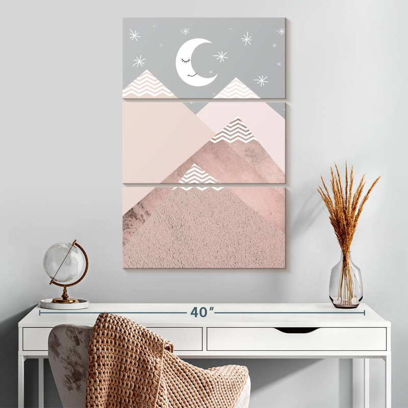 Avery Blush Pink Grey Mountains I, 45" H x 28" W