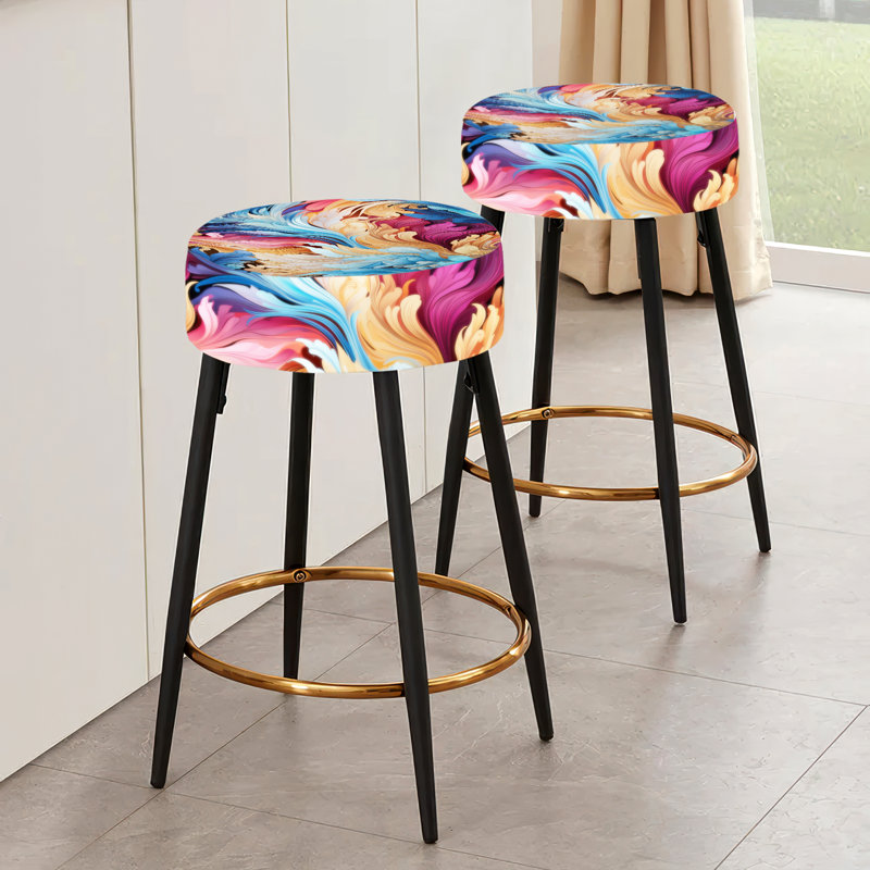 Ensemble de 2 tabourets de bar en marbre Ethno Paisley Harmony