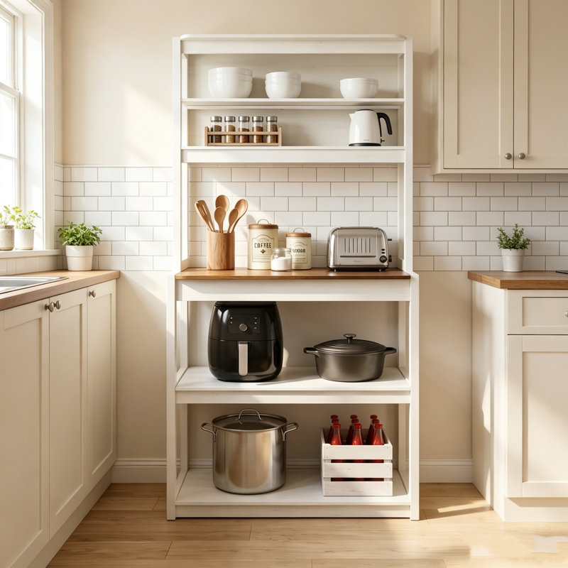 Étagère à pâtisserie à 5 niveaux avec étagères de rangement pour cuisine, coin café, support pour micro-ondes et couleur marron rustique