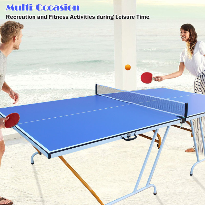 Ensemble de table de ping-pong de table de tennis de table pliable et portable de taille moyenne pour jeux d'intérieur avec filet