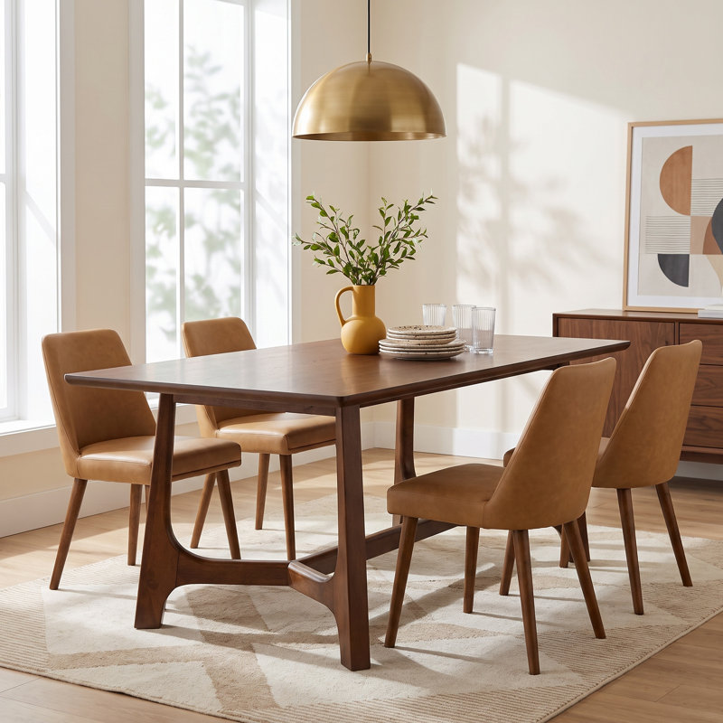 Burk 76" Trestle Dining Table, Medium Oak