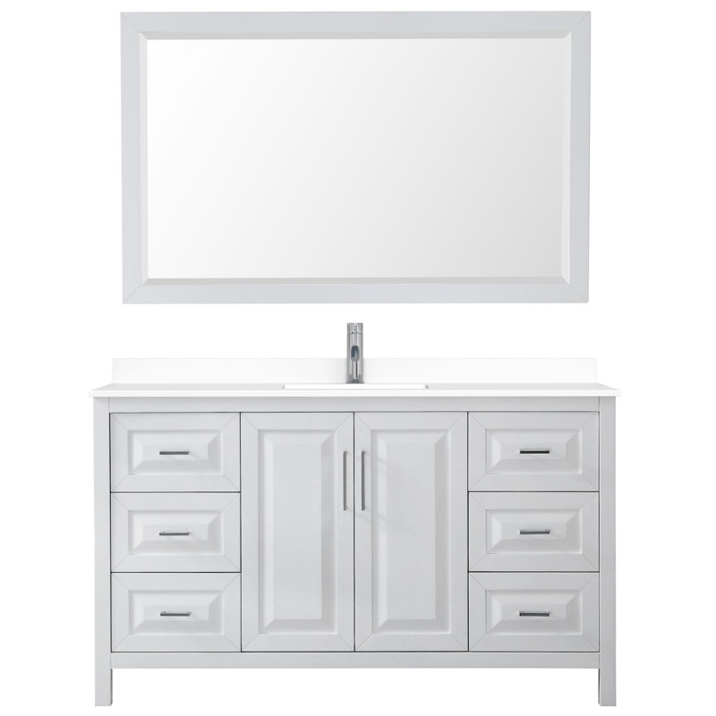 Daria 60'' W Single Vanity, Brushed Gold, White Cultured Marble, White