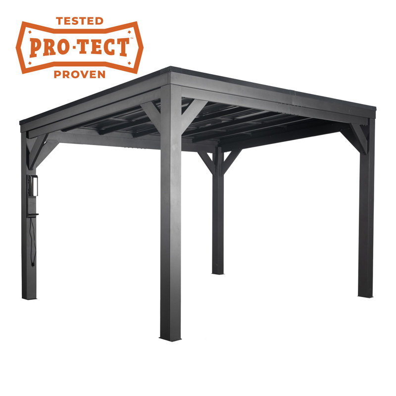 Stonebridge 12' x 9.5' Black Galvanized Steel Outdoor Gazebo
