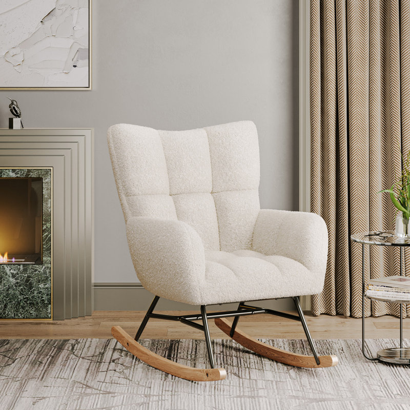 Zeanna 27.5'' W Rocking Chair Teddy Fleece