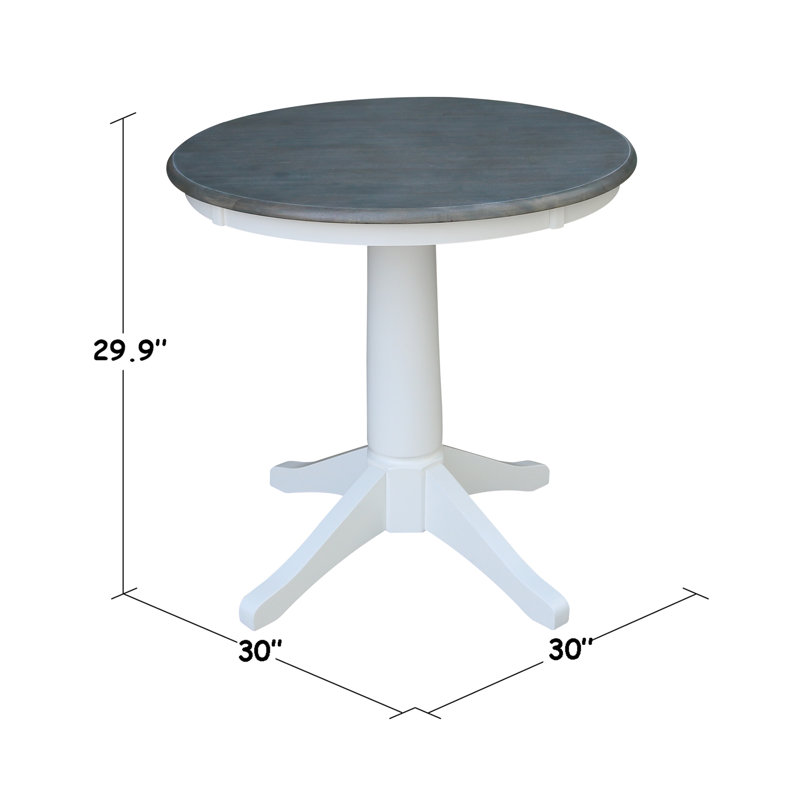 Imilia Solid Wood Pedestal Dining Table, 29.9" H x 30" L x 30" W, Heather Gray/White
