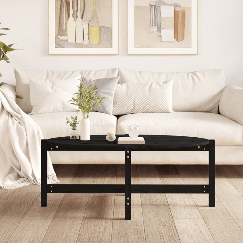 Wroblewski Solid Wood Four Leg Coffee Table, 45cm H x 118cm W x 63cm D, Black