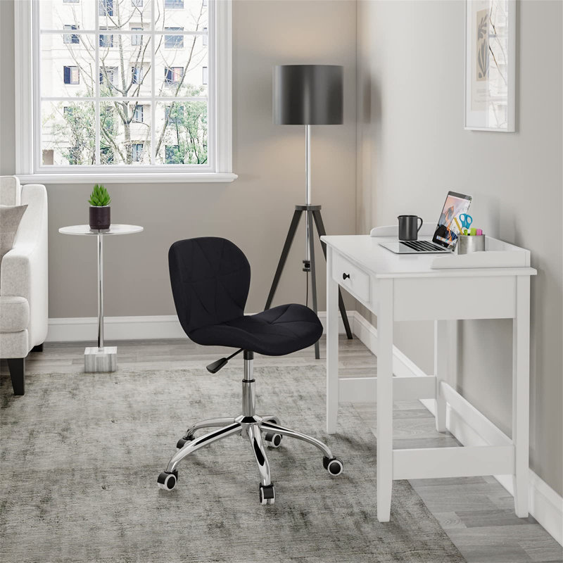 Erltrud Velvet Office Chair, Black, Fabric