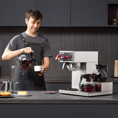 Cafetière commerciale 12 tasses avec 3 carafes en verre et 3 réchauds de bureau