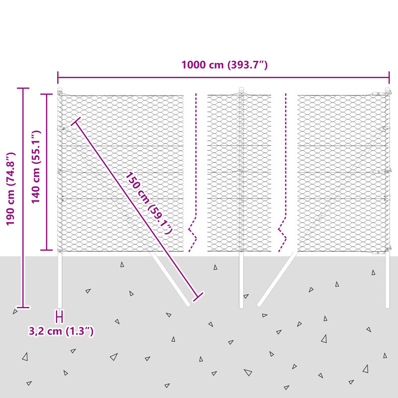 140 cm H x 1000 cm W Fence Panels Fencing