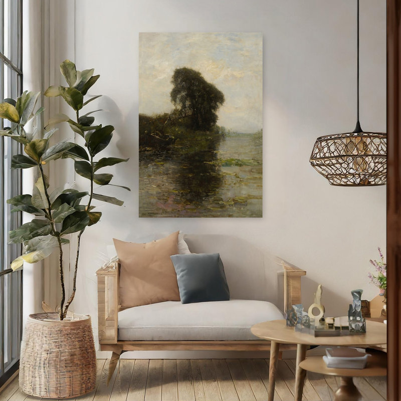 Reproduction d'art mural Moody River Reflections Peaceful Serene Tranquil Lily Landscape Nature, H 48 po x l 32 po