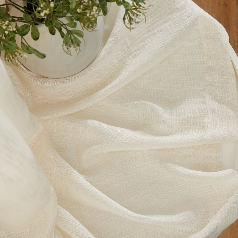 Aleksander Faux Linen Semi Sheer Grommet Curtain Pair, 54" W x 96" L, Oatmeal