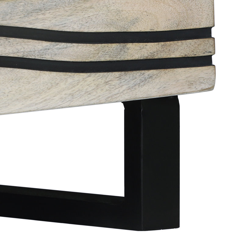 Solid Wood Coffee Table with Storage, White