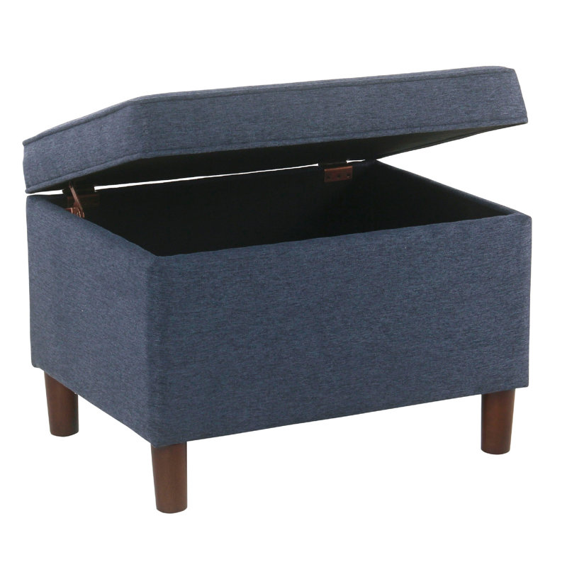 Kelemen Upholstered Ottoman, Blue Flat Weave