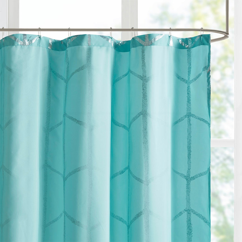 Rideau de douche imprimé métallique, Aqua / argenté