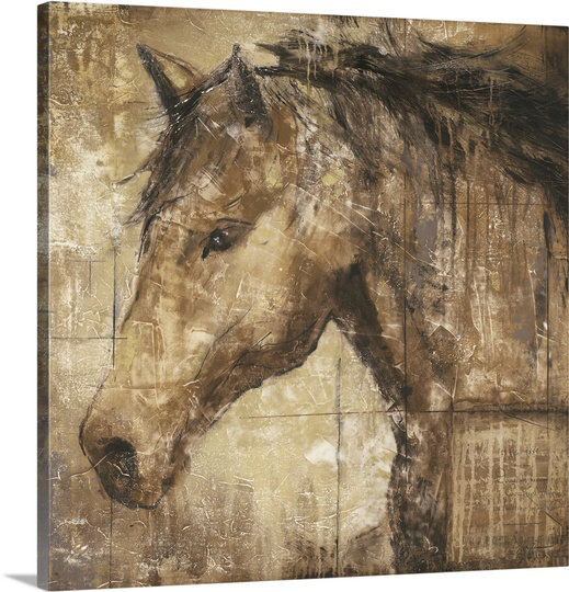 «Aigar Cavalier» par Liz Jardine, reproduction d'art sur toile, H 24 po x l 24 po x P 1,25 po