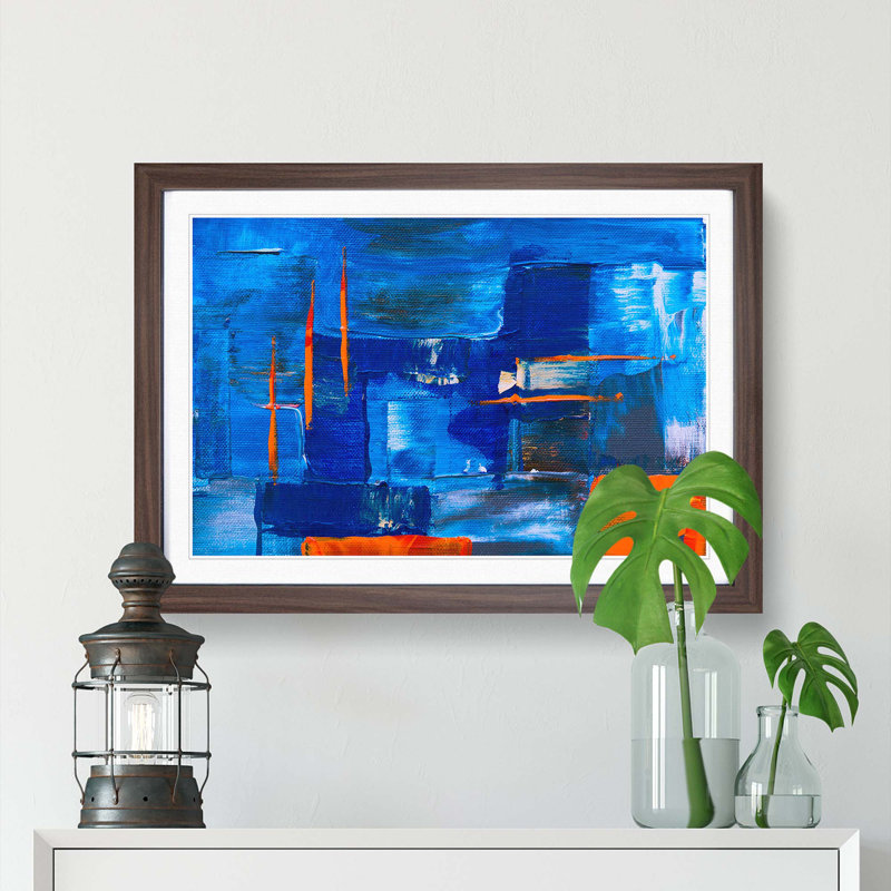 Abstract Art Painting Vol.473 by S.Johnson - Framed Print, 27cm H x 36cm W x 2cm D, Walnut Framed