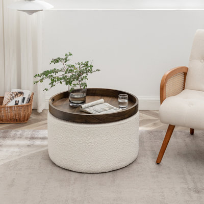 Arooj Round Solid Walnut Serving Tray