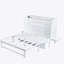 Lit escamotable avec port USB et tablettes amovibles de chaque côté, lit escamotable en pin massif pour bureau personnel, chambre d'amis-108780395-108780393