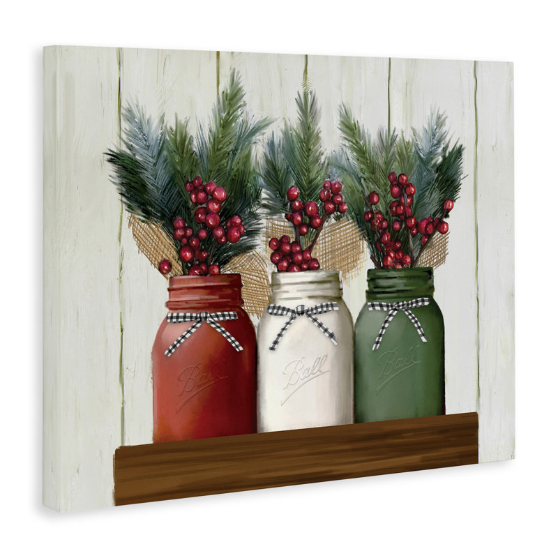 «Festive Holiday Jars Christmas Berry Bouquets» par Ziwei Li - impression, H 36 po x l 48 po